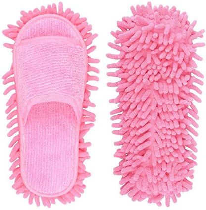 Microfiber Slippers Floor Cleaning Mop Men and Women House Dusting Slippers Floor Cleaning Tool (pink)