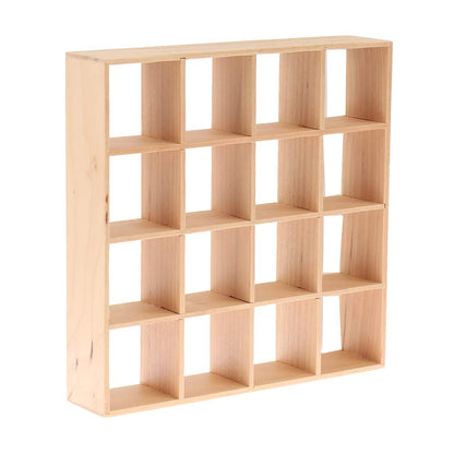 1: 12 Dollhouse Miniature Wooden Storage Rack 16 Grid Shelves Doll House Wall Rack Bookshelf Display Dollhouse Furniture Accessories