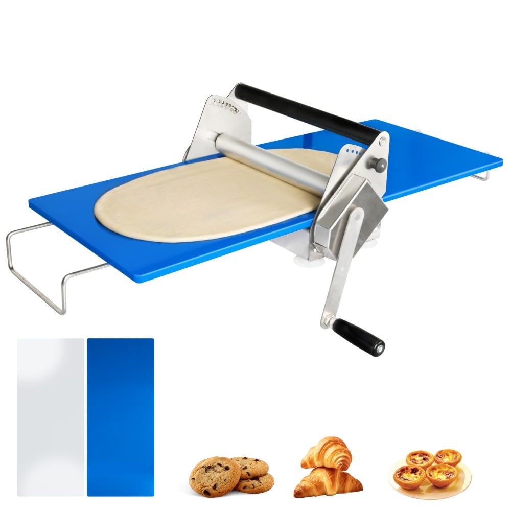 12" Manual Dough Sheeter Machine, Folding Countertop Dough Roller & Pastry Laminator for Croissant, Pizza Dough & Puff Pastry – Adjustable Thickness for Home & Bakery Use