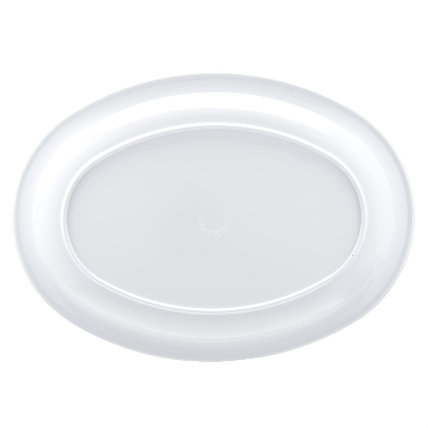 Amazon Basics Melamine Oval Platter Serving Tray, Dishwasher Safe, Narrow Rim, 13 in x 9.75 in, White, 6-Piece Set