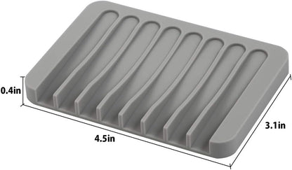 3PCS Premium Silicone Self Draining Soap Holder - Soap Saver for Shower, Bathroom, Kitchen, Easy Clean, Keep Soaps Dry