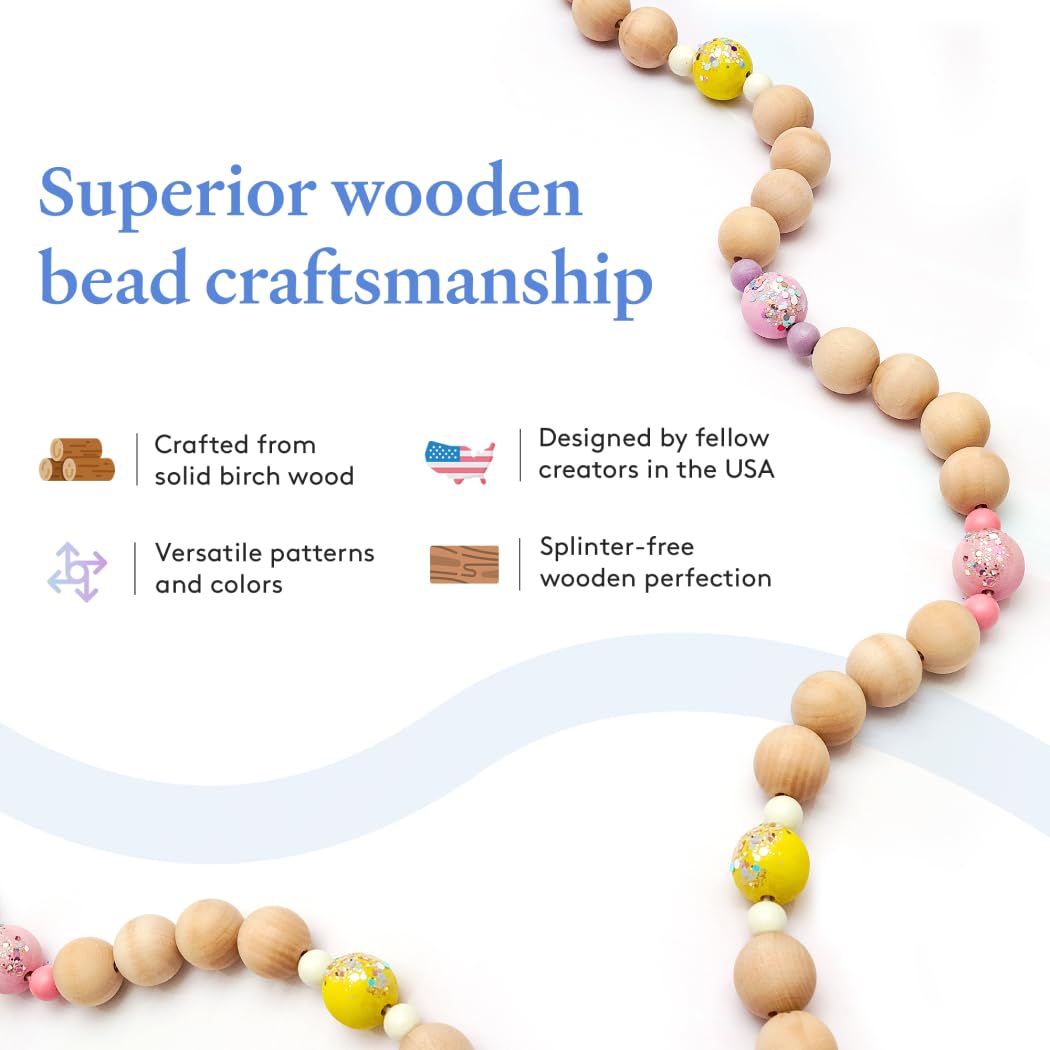 Large Wooden Beads for Crafts - Pack of 100 19mm 3/4 x 3/16 Inch Hole Large Wood Beads for Crafts withHoles for DIY | Round Wooden Balls for Crafts | Wood Beads for Jewelry Making | Woodpeckers