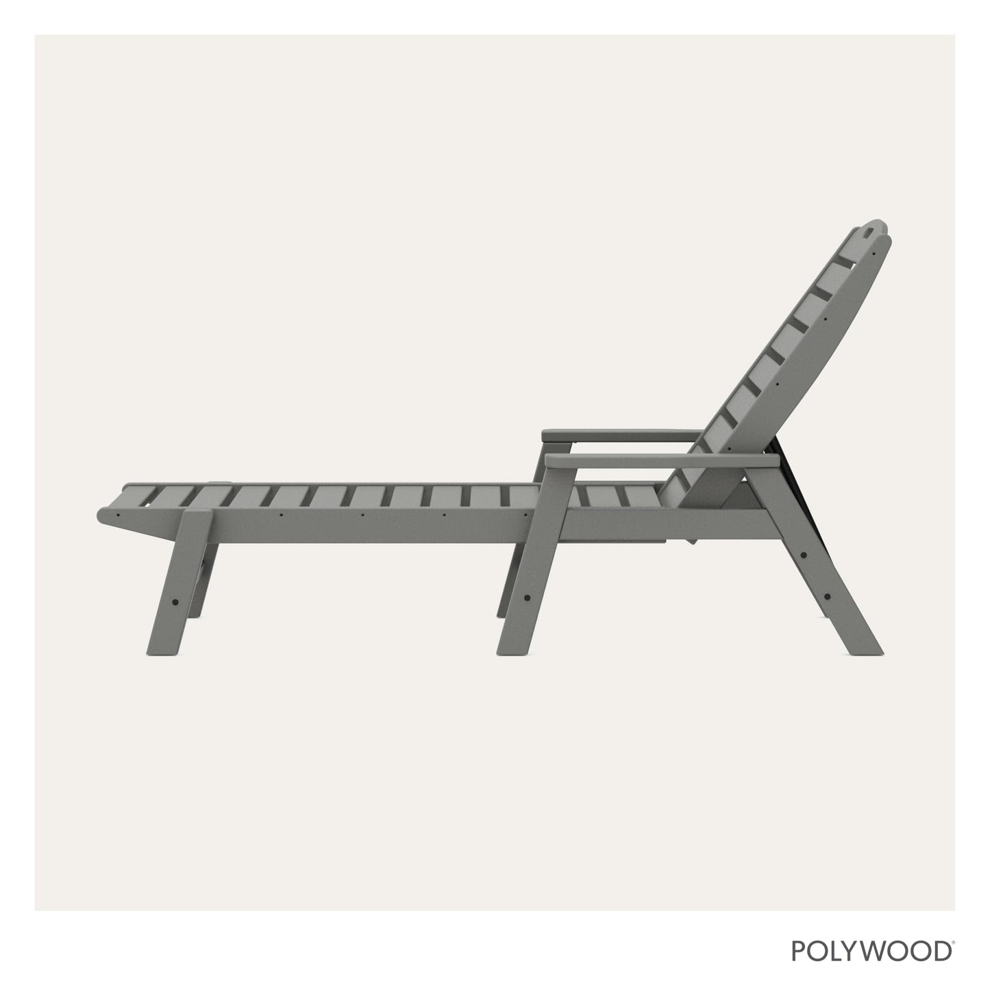 POLYWOOD NCC2280GY Nautical Arms Chaise, Slate Grey
