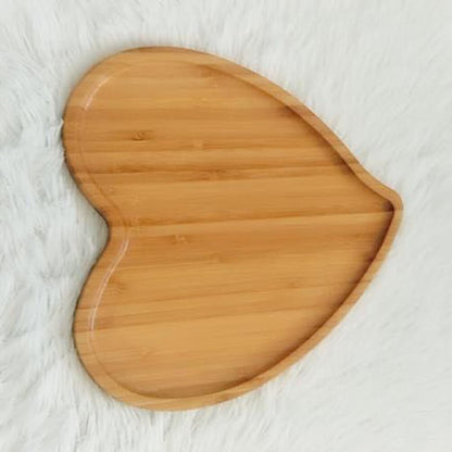 PRETYZOOM Heart Shaped Cutting Board, 2pcs Bamboo Serving Board for Valentines Day Cheese Platter Tray