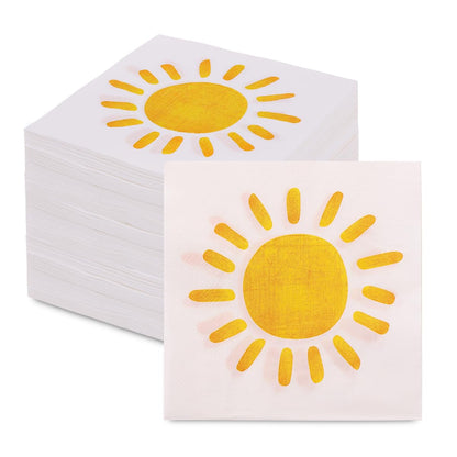 200Pcs Boho Sun Paper Napkins First Trip Around The Sun Napkin Disposable Sunshine Cocktail Napkins for Birthday Baby Shower Party Supplies