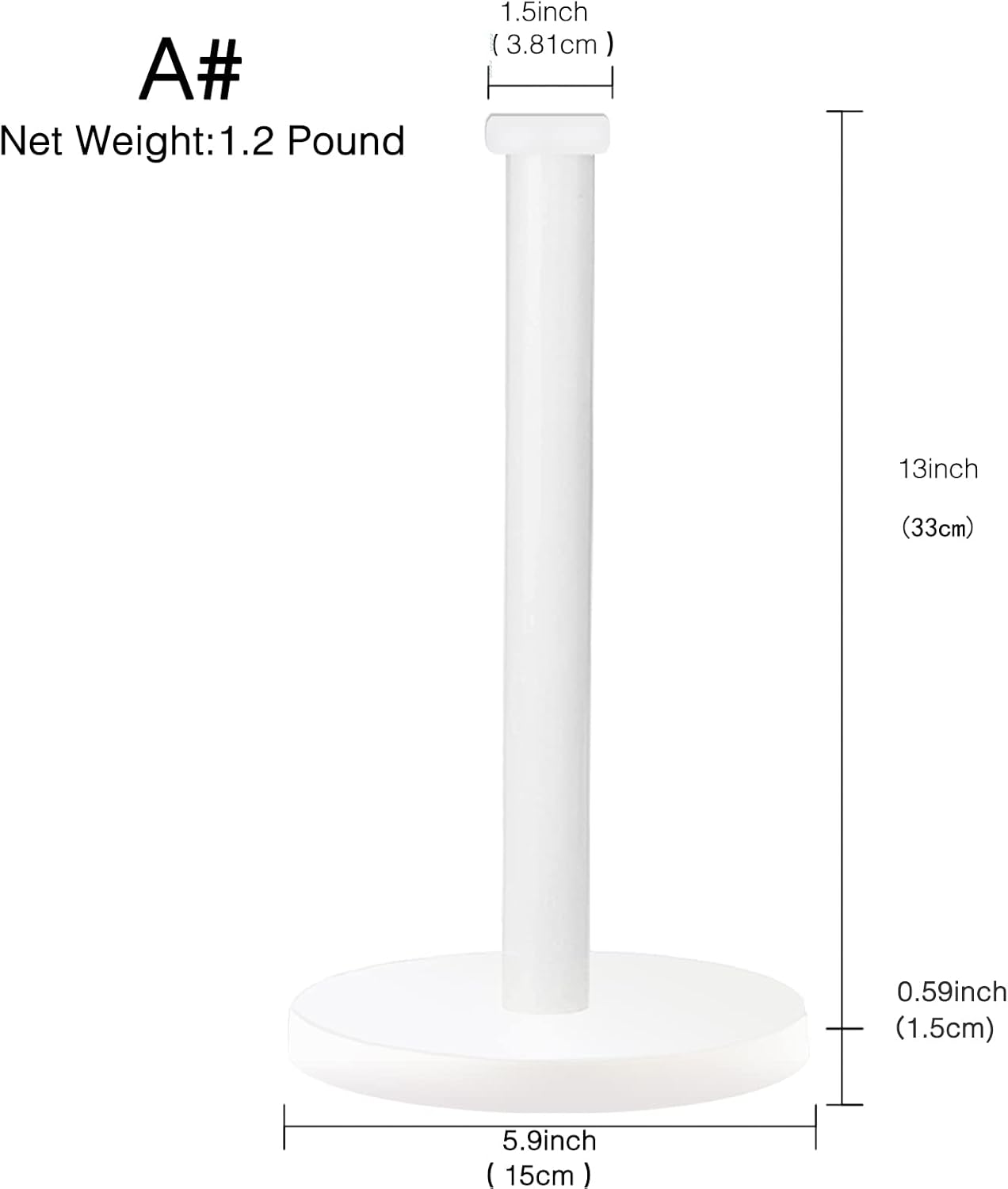 White Paper Towel Holder, Standing Countertop Roll Holder for Kitchen, Convenient Paper Towel Storage