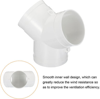 PATIKIL 4 Inch Y Connector Duct Splitter, 3 Way Air Vent Hose Adapter for Dryer Exhaust Fan HVAC Systems, White