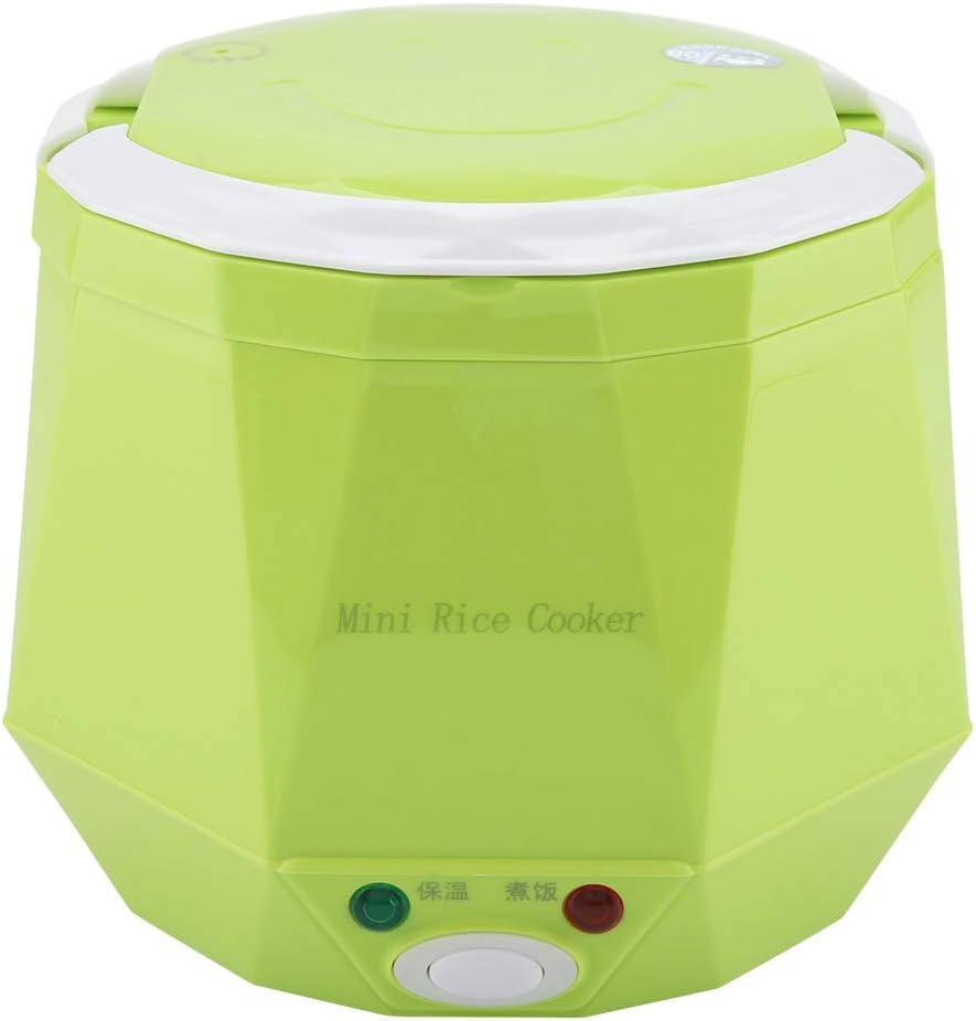 Electric Rice Cooker, Portable Food Steamer, Mini Travel Rice Cooker, 12V 100W, 1.3 L, Green