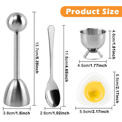 10PCS Egg Cracker Topper Cutter Set for Hard Boiled Eggs,With 4X Stainless Steel Egg Cups for Soft Boiled Eggs,4 X Egg Spoons,1 X Magnetic Egg Piercer,for Breakfast Kitchen Tool