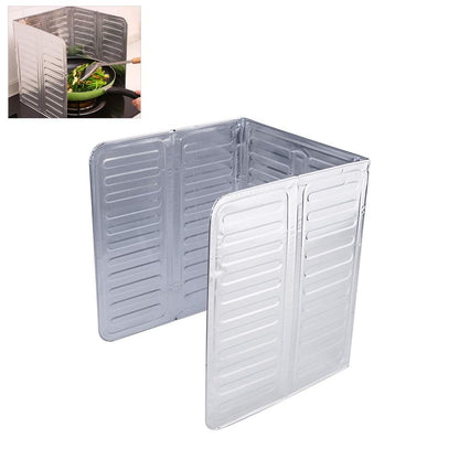 Hztyyier 3 Sided Oil Proof Aluminum Foil Splatter Guard Foldable Heat Insulation, Easy to for Kitchen Stove, Single or Double Stove Use (silver), Hztyyierbdghskgcvt-79