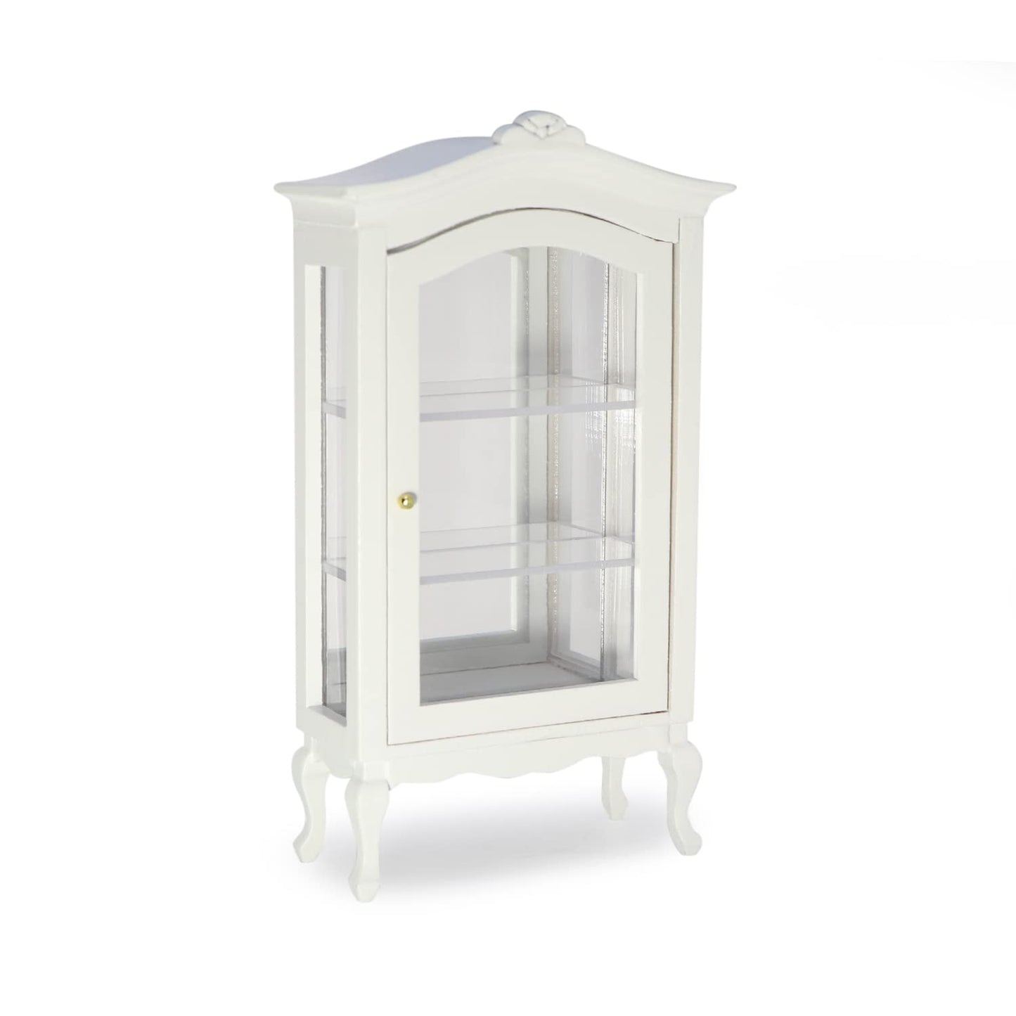 Miniature Furniture Display Shelf 1:12 Wooden Cabinet with Mirror & Three Shelves Bookshelf Dollhouse Display Stand Decoration Accessories Mini Diningroom Scene Ornaments