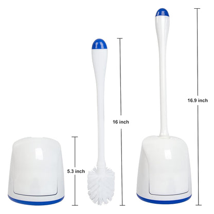 CELOX Toilet Bowl Brush and Holder, Compact Bathroom Cleaning Kit, White, 2 Set