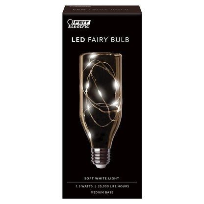 Feit Electric FY/BOT/SW/LED 1.5W Decorative Magical Glow Fairy Bottle 27K Clear LED Light Bulb, 6.07" H x 2.24" D, 2700K Soft White