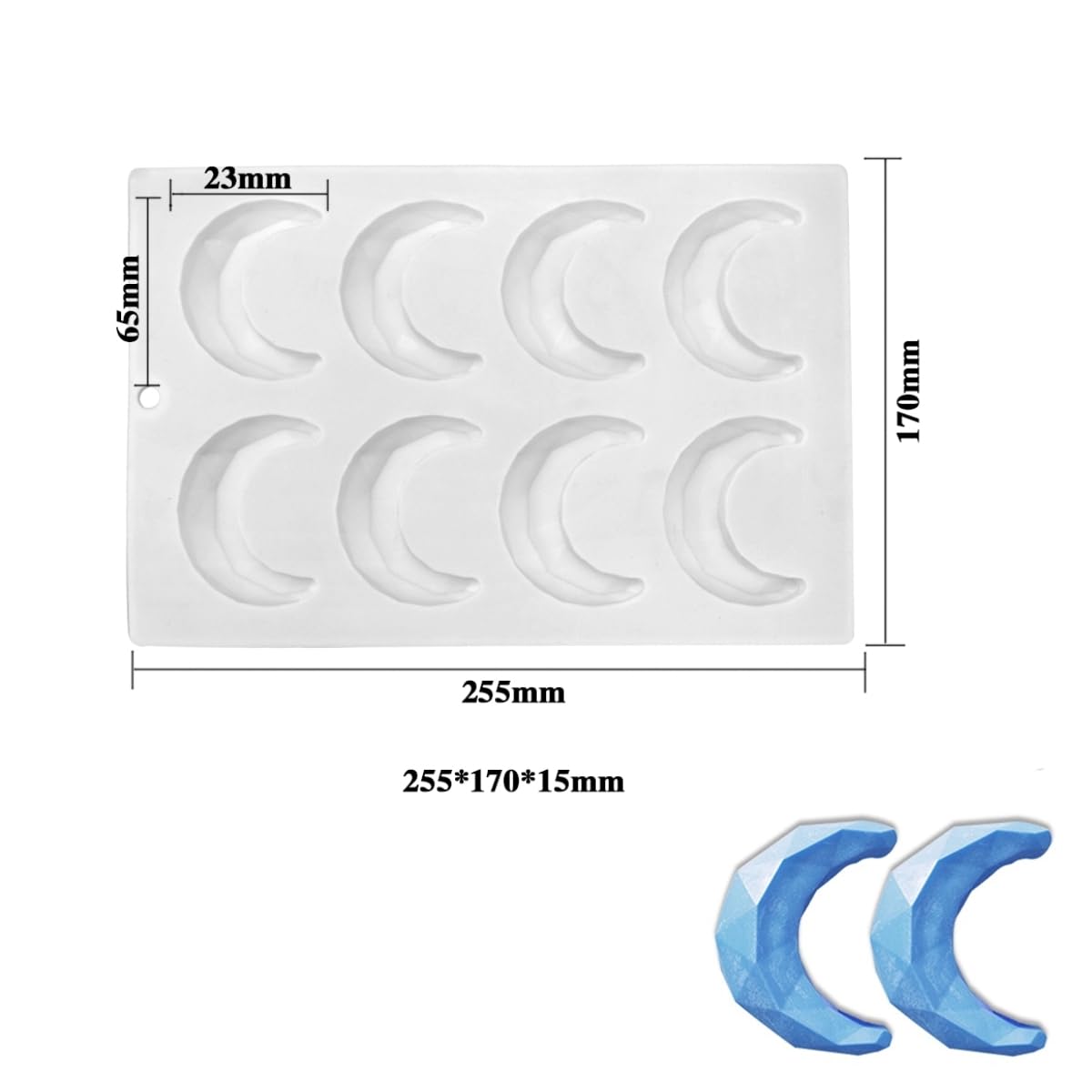 mostsom Chocolate 3D Diamond Moon Design Silicone Cake Mold Soap Moulds DIY Car Pendant Gypsum Plaster Heart Mold Handmade Candle Mold (Moon G_10.2X6.8X0.6 inch)