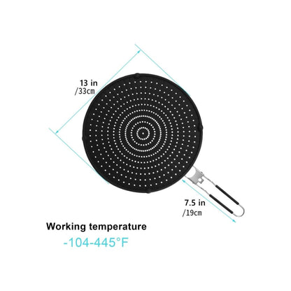 Frcctre 2 Pack Silicone Splatter Screen for Frying Pan, 13" Versatile Grease Splatter Guard with Foldable Handle, Food Grade Heat Resistant Oil Splash Guard, Cooling Mat, Drain Board for Cooking