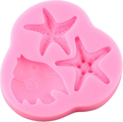 Marine Theme Silicone Mold, Starfish Fondant Molds for Cake Decoration, Cupcake Topper, Chocolate