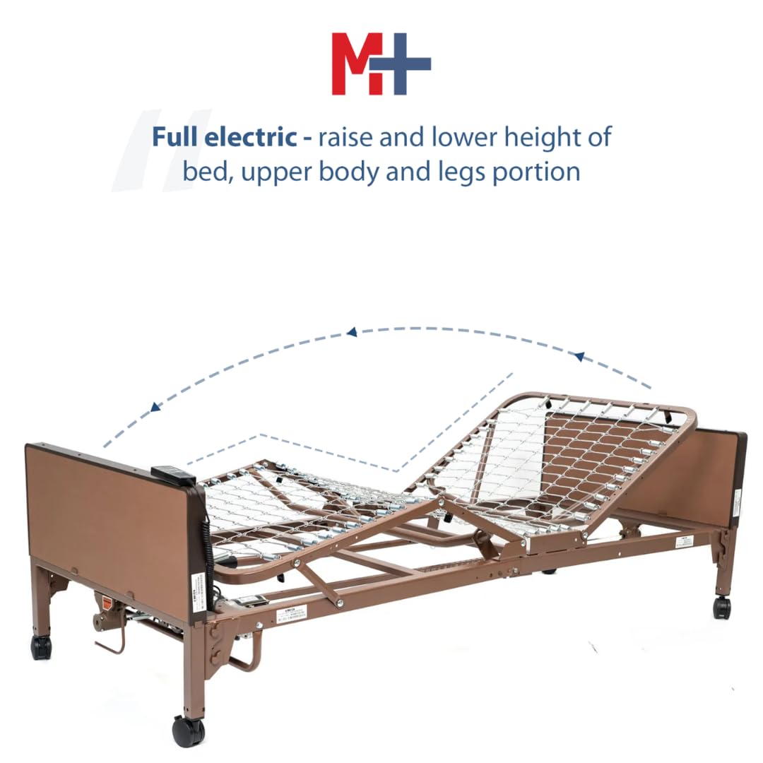 Med Mart Fully Electric Hospital Bed Set - Foam Mattress, Half Rails Included - Enhanced Comfort, Convenience