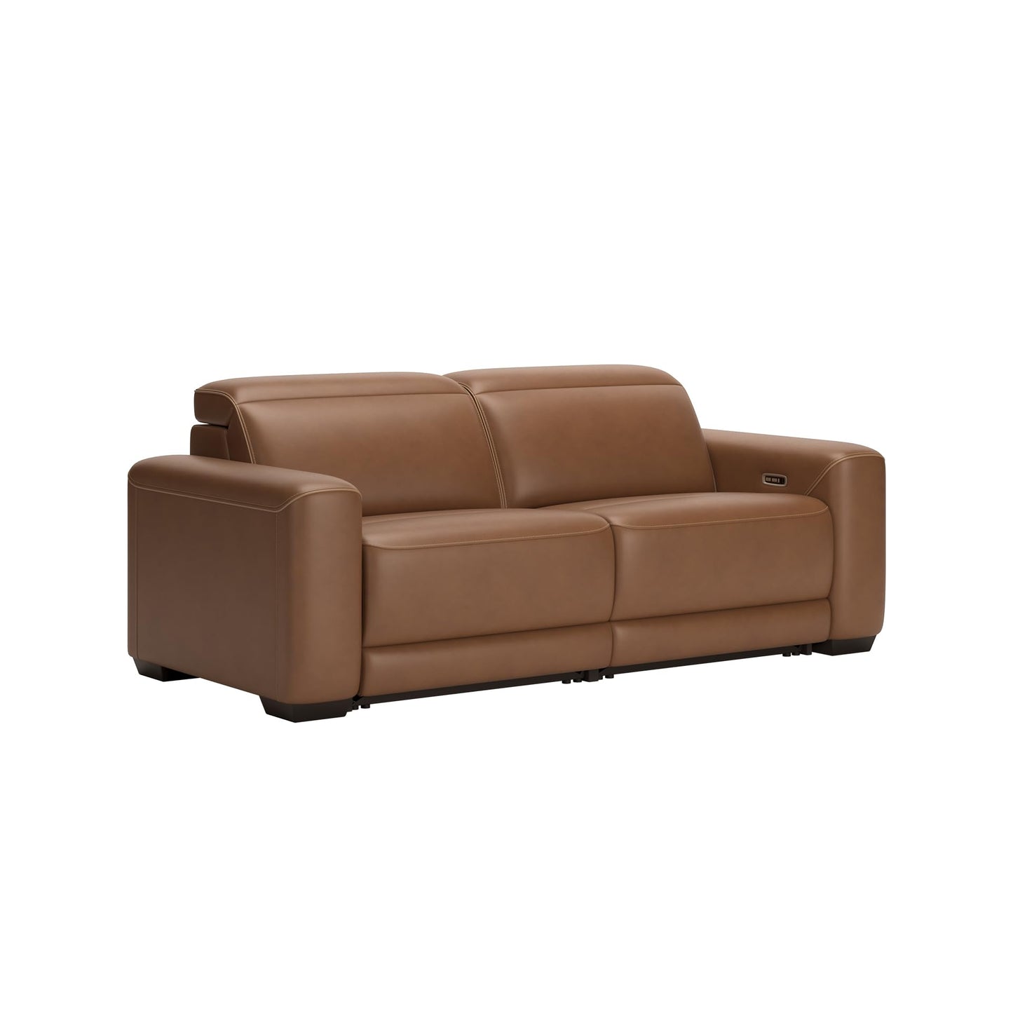 Signature Design by Ashley Rally-Up Straight Glam Leather Match 2-Piece Power Reclining Sectional Loveseat with Adjustable Headrest and USB Charging Ports, Dark Brown