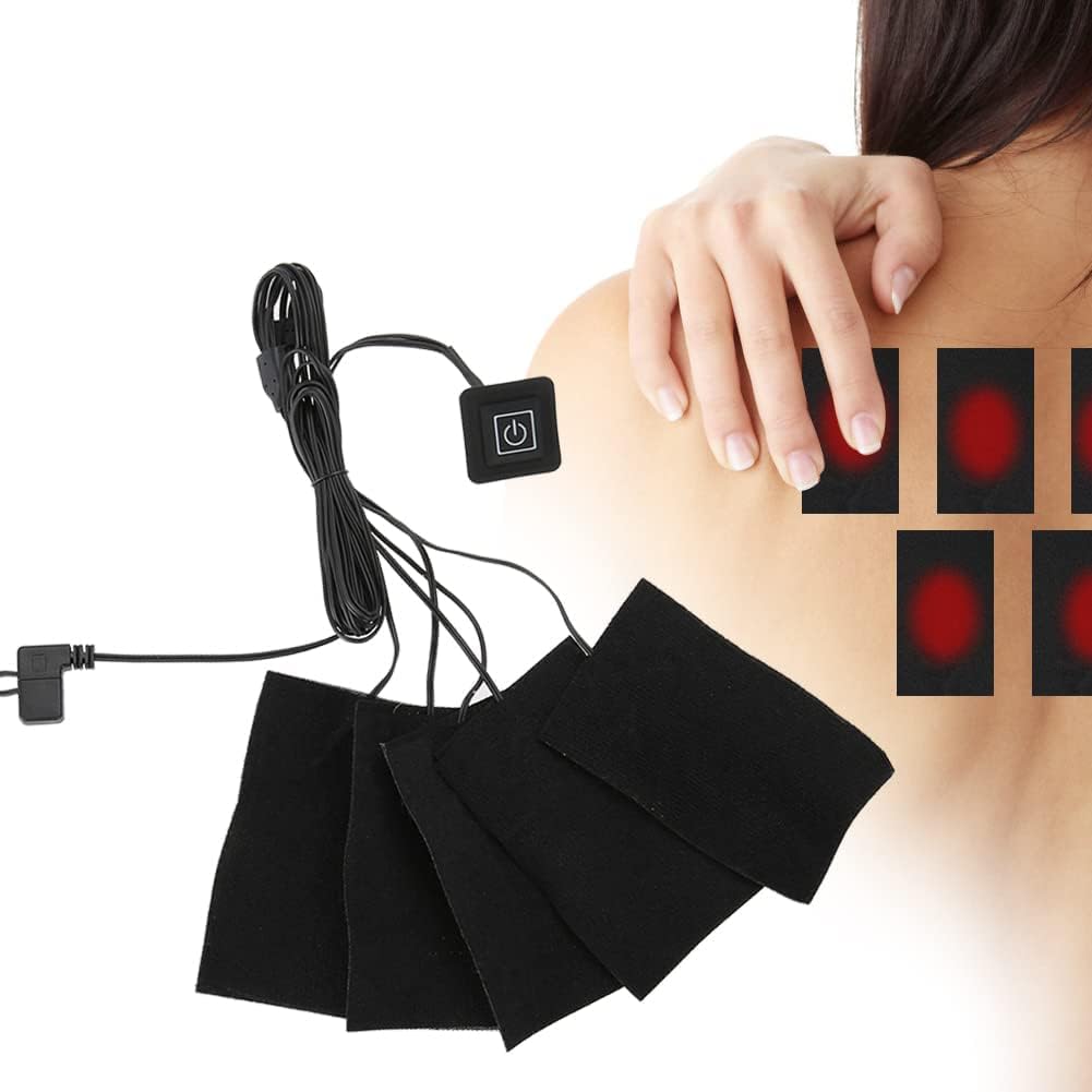 USB Electric Heated Pad, Five Heater Pads, Carbon Fiber Heated Sheet, Temperature Warmer Tool