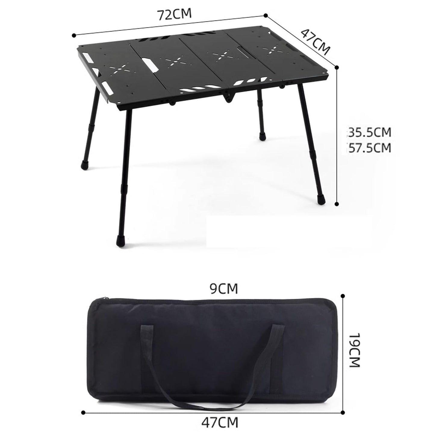 VRFTGHYJU Portable Folding Camping Table - Lightweight Aluminum Outdoor Table with Adjustable Legs for Picnic, Beach, and Fishing (Green)