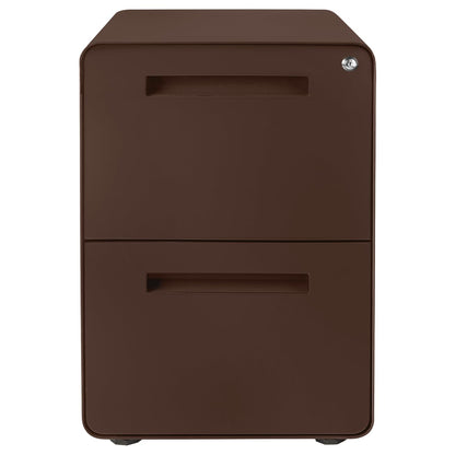 Laura Davidson Furniture Stockpile 2 Drawer Mobile File Cabinet with Lock - Under Desk Metal Filing Cabinet, Legal/Letter File Folders, Wheels and Stationary Feet, Pre-Assembled, Dark Brown