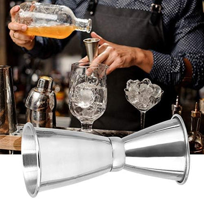 Cocktail Jigger Double Measuring Cup, Stainless Steel Shaker Tool for Various Beverages, 25ml/10ml