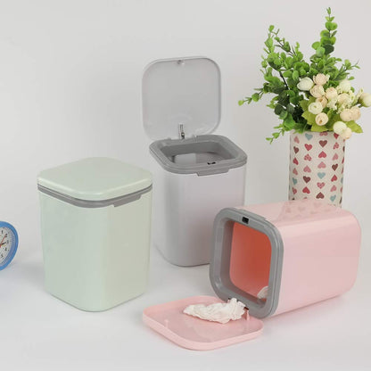 1/2 Gallon Tiny Countertop Trash Can, Push-Button, Pink
