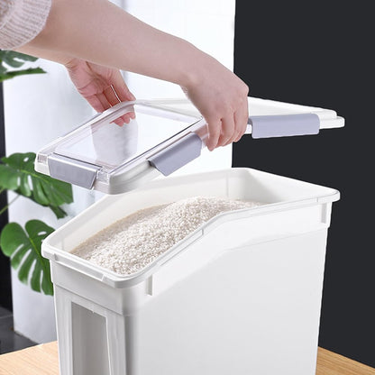 20Lbs 2 Pack Food Storage Container with Scoop, Airtight Rice Storage Bins Flour Containers Pet Food Dispenser with Handle & Wheels, Plastic Kitchen Pantry Organization for Cereal Baking Supplies