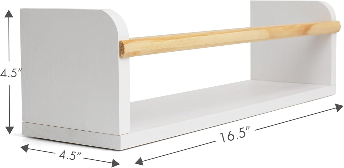 Set 3 Decorative Nursery Bookshelves for Kids - of Easy to Install Floating Shelves for Wall Mount - Beautiful Hanging