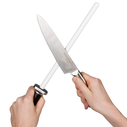 Shenzhen Knives White Ceramic Knife Sharpener Honing Rod: Best Professional Knife Sharpening Tool.12 Inch Honing Stick, Ceramic Honing Rod for Chef's Knife and Kitchen Knife