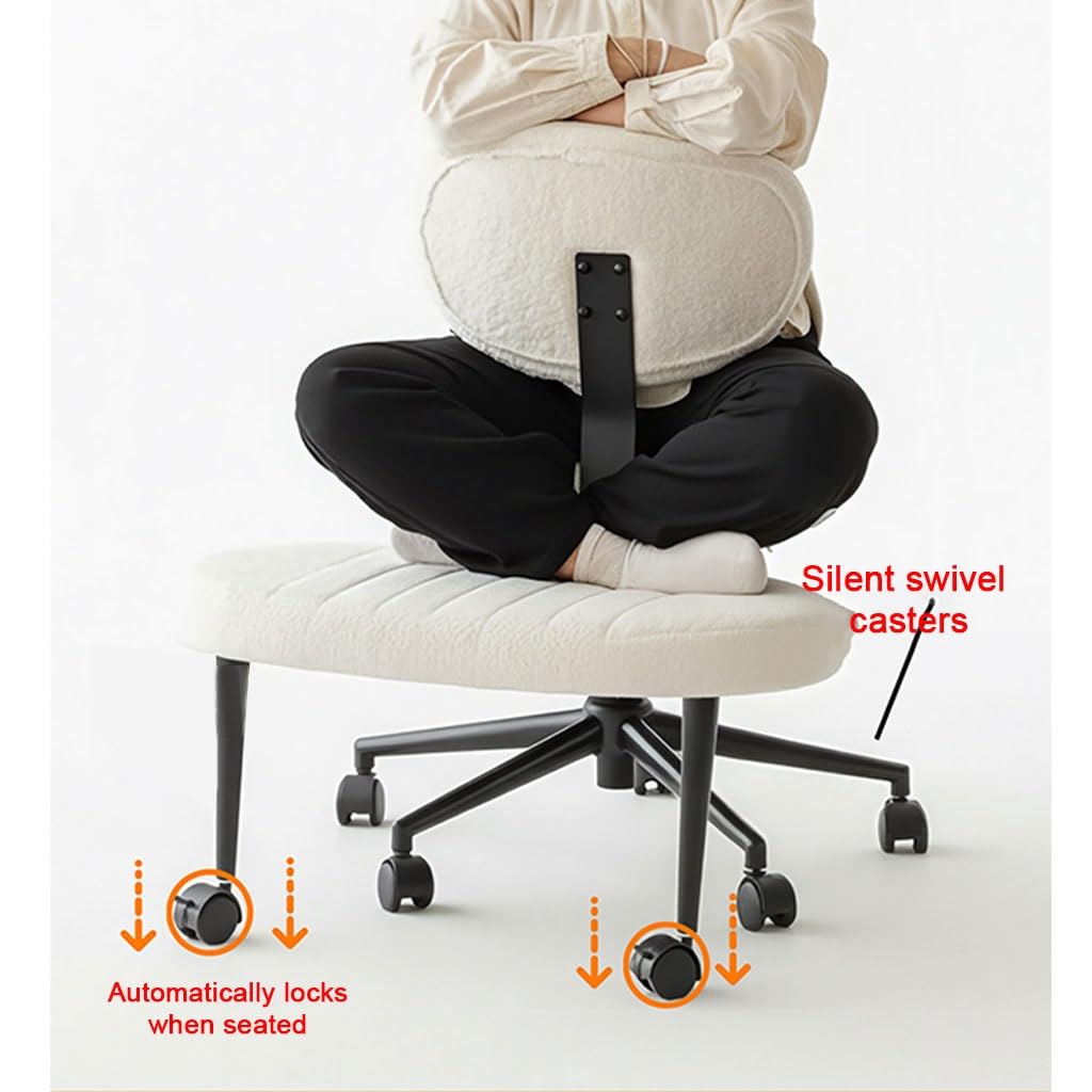 Cross Legged Office Chairs with Wheels,Flexible Kneeling Chair for Fidgeting,Ergonomic Wide Meditation Chair for Adults 360° Swivel Chairs(Pink)
