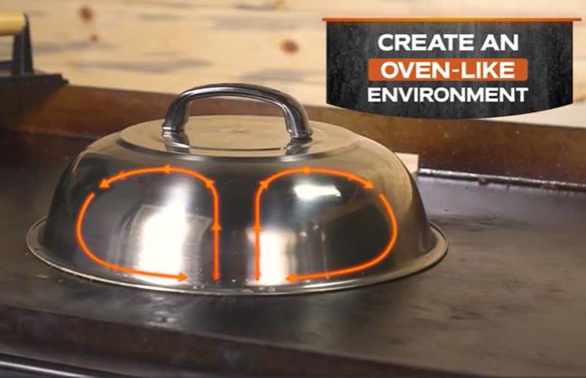 3 Sets BBQ Accessories 12 Inch Round Stainless Steel Basting Cover Wok Lids- Cheese Melting Dome and Steaming Cover, Best fits for Blackstone Camp Chef Flat Top Griddle Grill Cooking Indoor or Outdoor