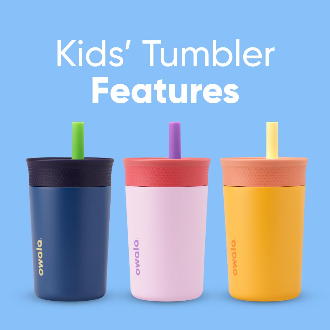 12 Oz, Owala Kids Insulation Stainless Steel Tumbler with Spill Resistant Flexible Straw, Easy to Clean, Kids Water
