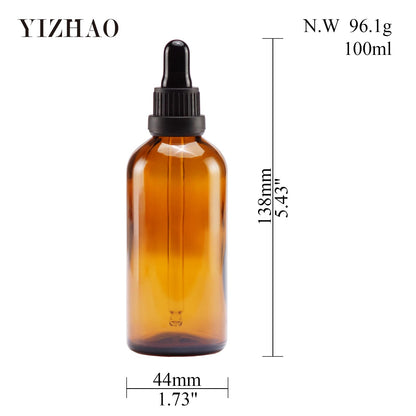 YIZHAO Amber Glass Dropper Bottle 4oz, Tincture Bottles with Glass Dropper, for Essential Oils, Aromatherapy, Cosmetic, Laboratory, Pharmacy, Liquids, Travel –4 Pcs