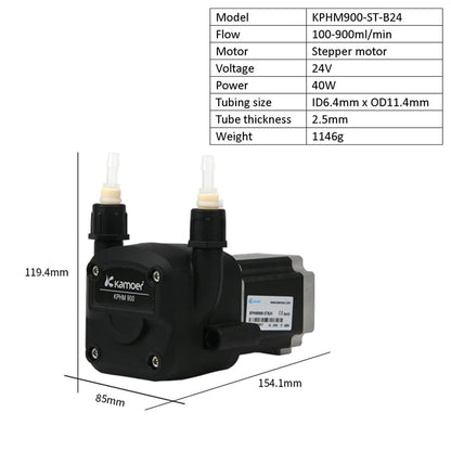 Kamoer KPHM900-ST-B24 High Flow 100-900ml/min Peristaltic Pump 24V High Precision Adjustable Speed Stepper Motor Liquid Dosing Pump with BPT Tube