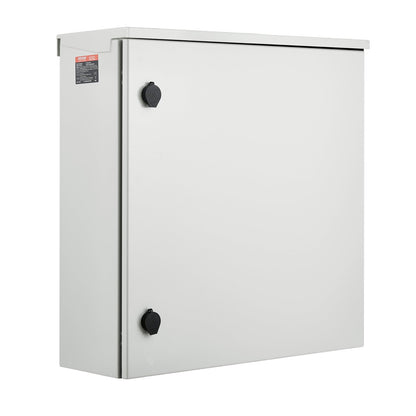 VEVOR Electrical Enclosure, 24'' x 24'' x 8'', NEMA 4 Outdoor Enclosure, IP65 Waterproof & Dustproof Cold-Rolled Carbon Steel Hinged Junction Box for Outdoor Indoor Use, with Rain Hood