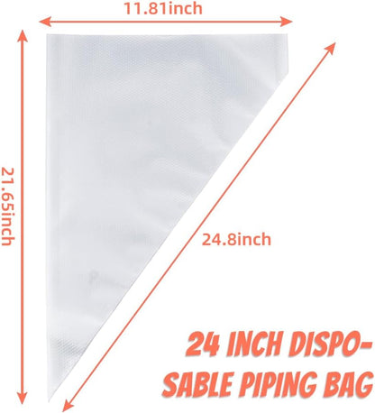 Skiennix 24-Inch Extra Large Disposable Piping Bags - 50 Pack Heavy Duty for Frosting & Cake Decorating