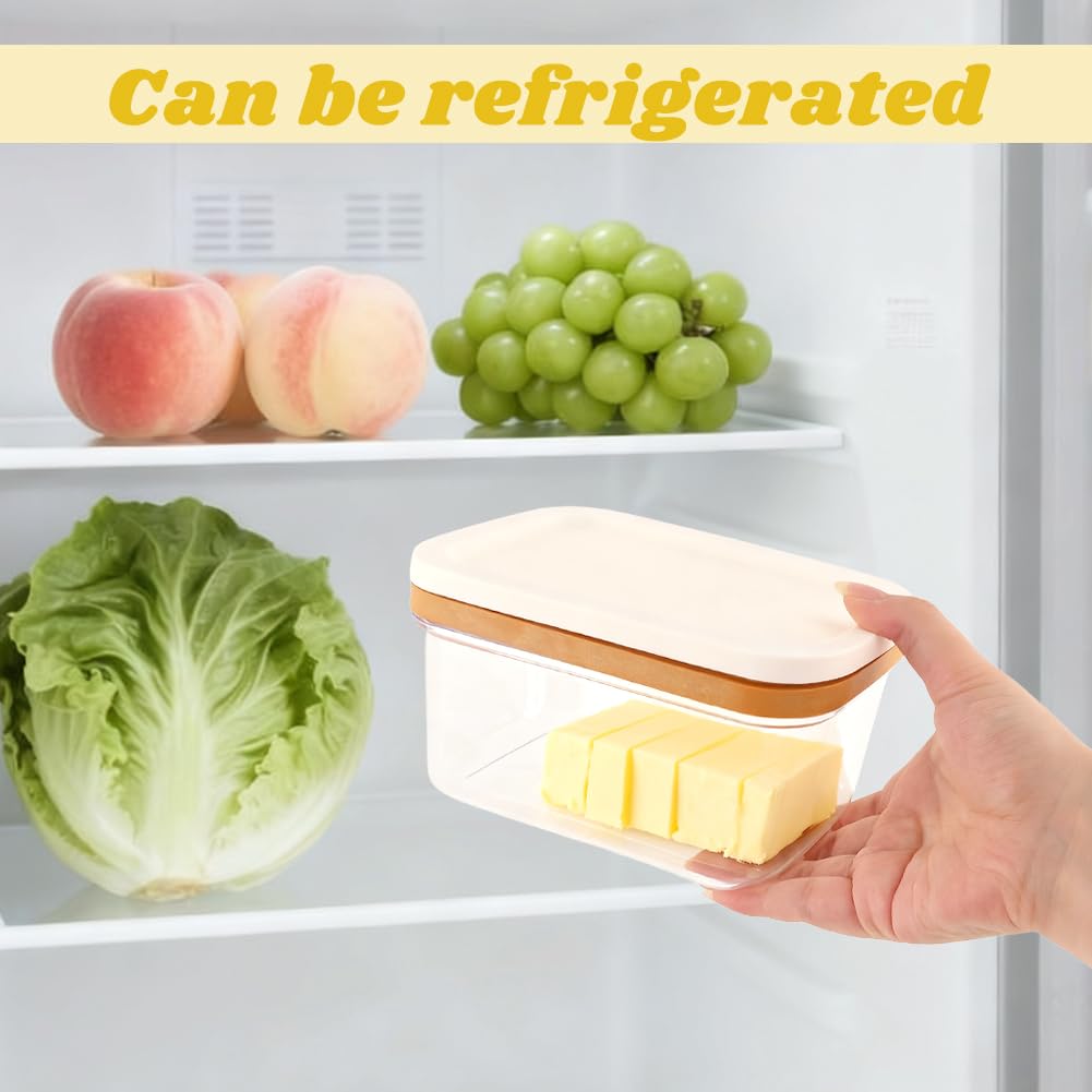 Butter Slicer Cutter Dish Keeper with Double Layer Stainless Steel Cutter Slicer, Airtight Butter Slicer Storage Case with Lid for Home Kitchen Fridge, Easy Cutting(SIZE:450g)