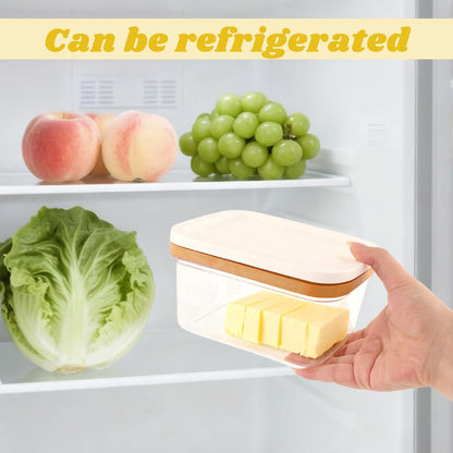 Butter Slicer Cutter Dish Keeper with Double Layer Stainless Steel Cutter Slicer, Airtight Butter Slicer Storage Case with Lid for Home Kitchen Fridge, Easy Cutting(SIZE:450g)