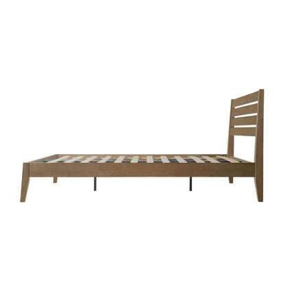 Queen Size Bed Frame, Solid Wood Platform Bed with Headboard & Footboard, Center Metal Legs, 12 Strong Slatted Base, No Box Spring Needed, Anti-Noise & Slip-Free Easy Assembly, Barnwood Finish RKQ-30