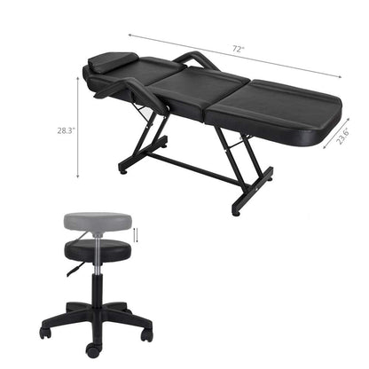 Bazhshxu 72 inches Portable Massage Bed 3 Section Professional Massage Table Height Adjustable Salon Chair Beauty Spa Bed with Adjustable Armrest,Hydraulic Stool