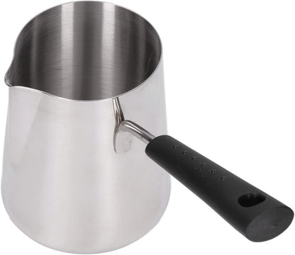 Stainless Steel Turkish Coffee Pot, 600ml Long Handled Milk Frother Pitcher for Home Coffee Shop