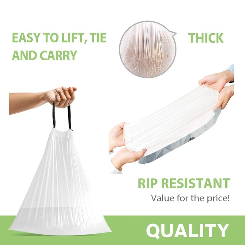 2.6 Gallon 220 Counts Strong Drawstring Trash Bags Garbage Bags by Teivio, Bathroom Bin Liners, 2,2.5,3 Gal Small Plastic Bags for home office kitchen, fit Code R 10 Liter Trash Can