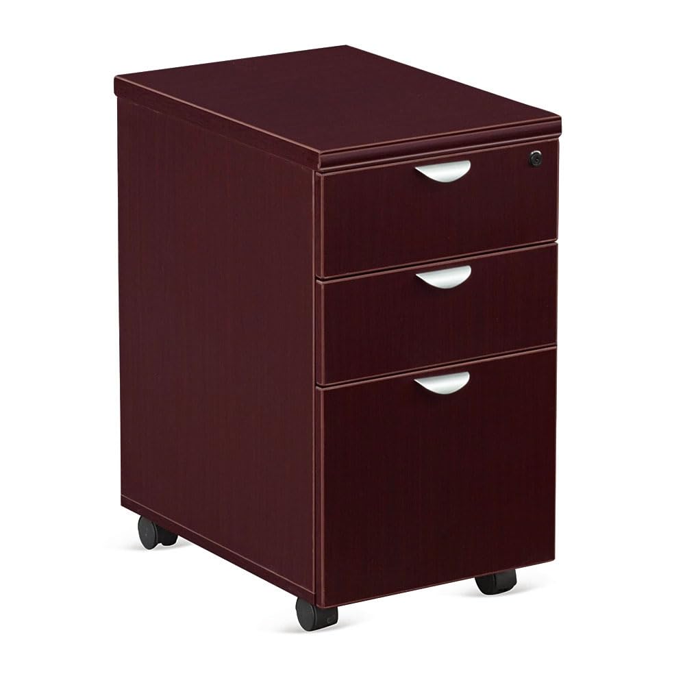 NBF Mobile File Cabinet 3 Drawer Office Storage Pedestal with Locking Drawers, 16" W x 22" D x 28" H, Driftwood, Esquire Collection