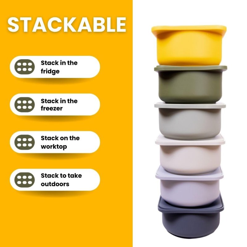 Babadoh Pizza Dough Proofing Silicone Containers with Lids | Pizza Making Accessories | The Perfect Pizza | Set of 6 | Multi Yellow (2 Dough, 2 Olive, 2 Yellow) | Original Size (make 12" Pizzas)