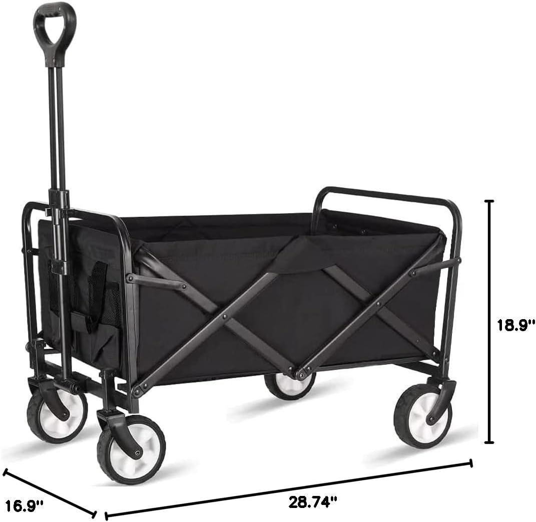 220 LBS Collapsible Folding Wagon Cart with Wheels, Capacity, Lightweight Portable Utility Cart with Flexible Handle