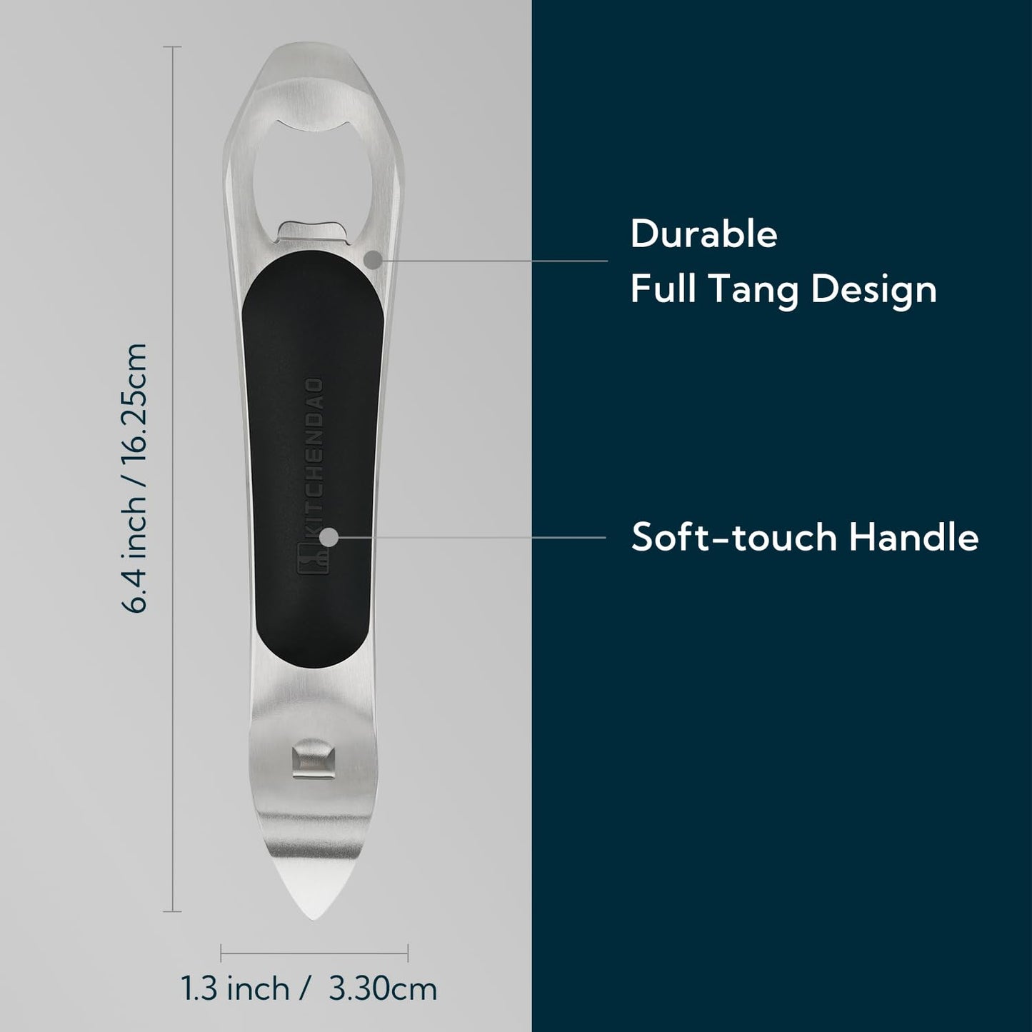 KITCHENDAO 3 in 1 Magnetic Bottle and Can Opener for Refrigerator, Stainless Steel Manual Can Punch Opener with Soft-Touch Handle, Fridge Magnet Design for Easy Storage, Multi-purpose Church Key