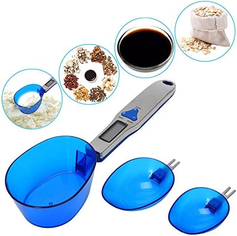 Meichoon Digital Food Scale with 3 Measuring Spoons, Portable LCD Display, Weighing Ingredients (1.1lb/500g)