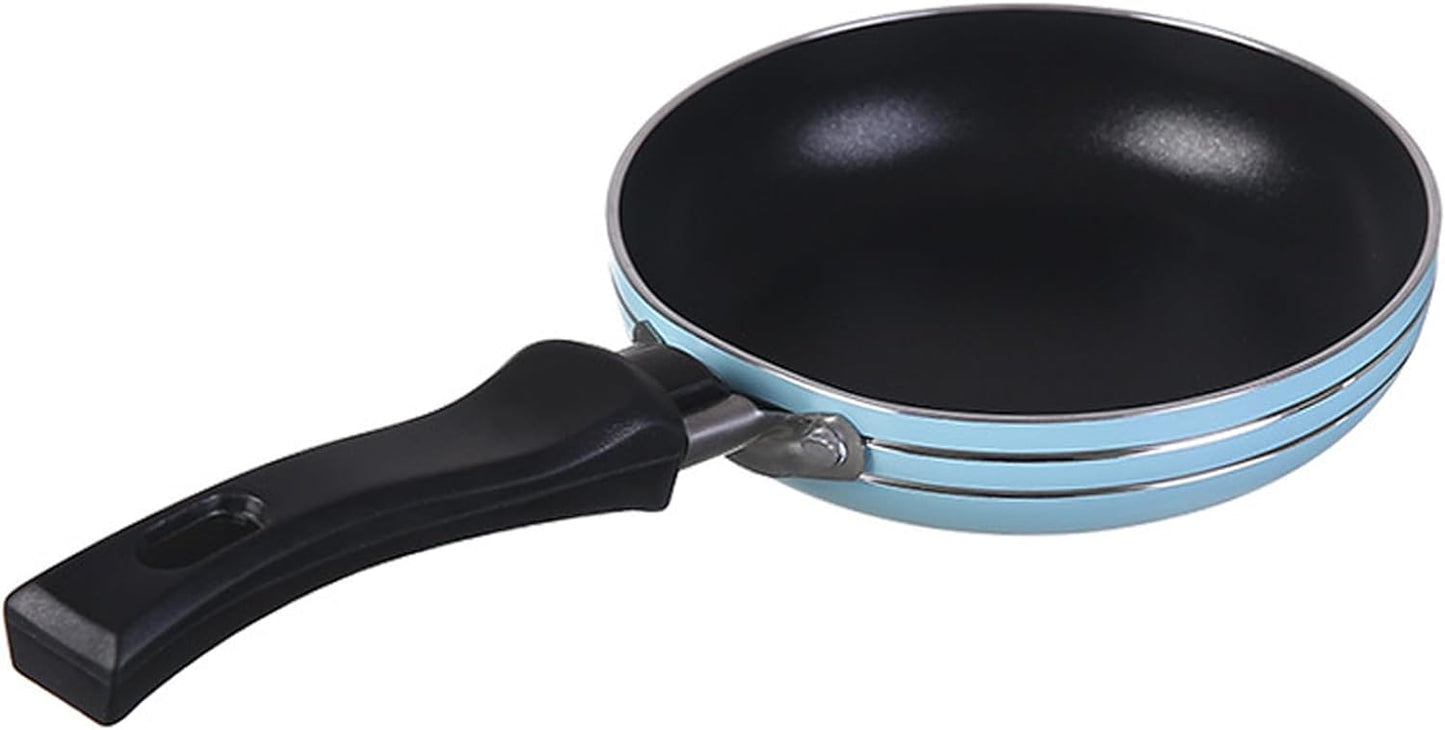 Zoofen 4.7" Mini Round Frying Pan, Non-Stick Egg Skillet with Long Handle for Breakfast