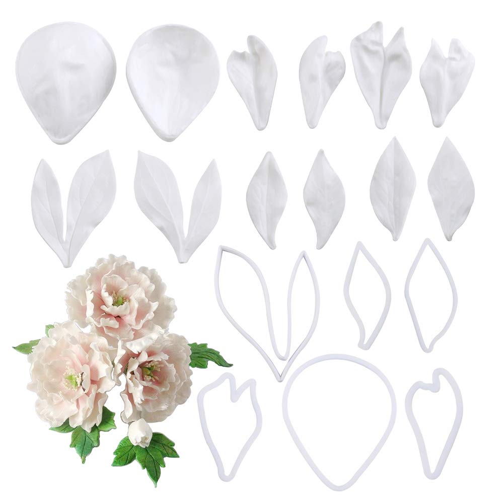 Professional Flower Fondant Mold Set, Reusable Silicone Cake Decorating Tools for Baking & Sugar Craft (Peony Flower)